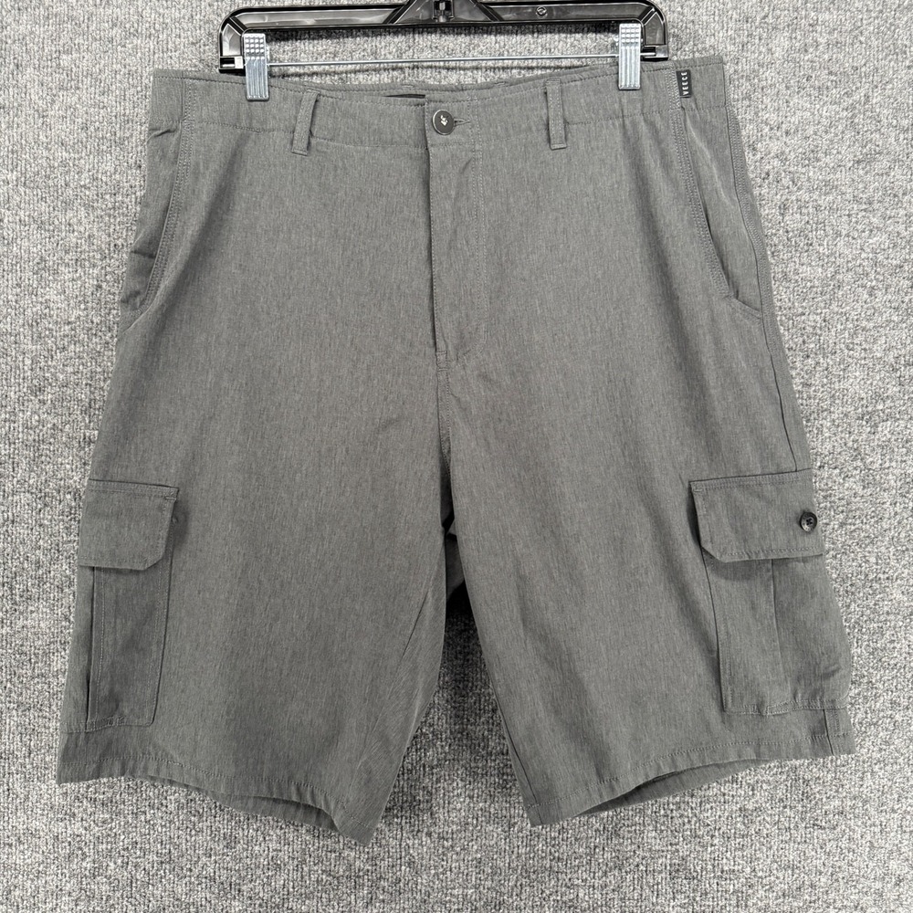 Veece Shorts Mens 36 Gray Cargo‎ Flat Front Casual Elastic Waist Performance